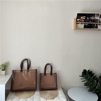 Black Transparent Tote Shopping Bag Green Composite Plastic PVC Packaging Bags Clothing Shopping Gift Bag Waterproof with LOGO