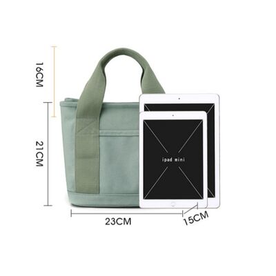 Small Zippered Japanese Layered Bag Niche Ladies' Shoulder Tote Bag Handheld Thickened Canvas Phone Bucket Tote Bags with Logo