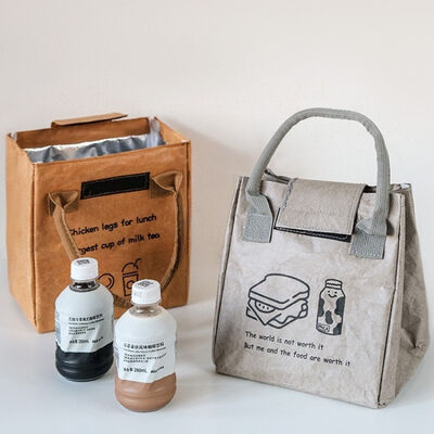 Japanese-Style Handheld DuPont Paper Lunch Bag Waterproof Oil-Resistant Insulated Tyvek Lunch Bag Portable for Office Workers