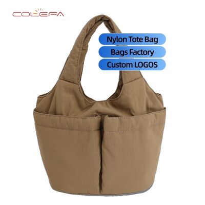 Custom LOGO Niche Nylon Shoulder Tote Bags Large Capacity Handled Women's Korean Style Tote Bag with Multiple Pockets