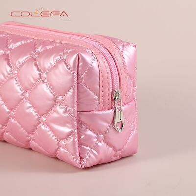 Colefa 2026 New Customizable New Polyester Waterproof Fall/Winter Embroidered Diamond-Quilted Cosmetic Bag Fashion Creative Candy-Colored Bags