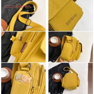 Nylon Multi-Pocket Minimalist Bag for Women Lightweight Compact Square Bag Large Capacity Casual Travel Versatile Crossbody Bag