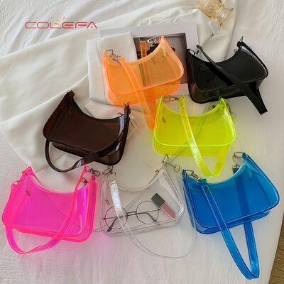 PVC Clear Bag for Women 2026 Summer New Arrival Trendy Korean Style Fashion Jelly Bag Influencer-Favorite Chic Shoulder Tote Bag