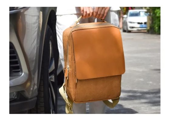 Manufactures Custom Male Brown Washable Kraft Paper Bag Softback Backpack With Front Flap