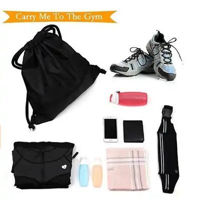 Custom 420D Large Strong Ripstop Waterproof Nylon 420D / 210D Polyester Black Drawstring Backpack