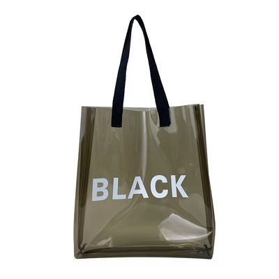 Custom Logo Jelly Color Pouch Glossy PVC Clear Handheld Shopping Bags Classic Purple Gift Packaging Waterproof Carry Bags