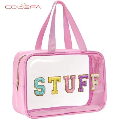 Bestseller Large Capacity Toiletry Bag Double-Handle Storage PVC Clear Bag Custom Travel Alphabet Waterproof Makeup Pouch