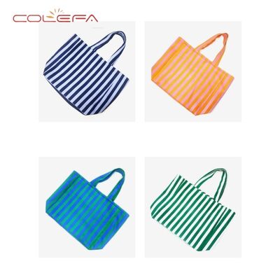 New Arrival Striped Canvas Tote Bag Fashion Popular Multi-Color Large Capacity Women's Tote Bag for Beach & Daily Commuting