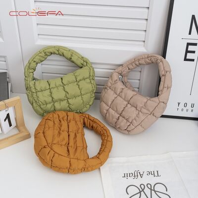 Korean Pleated Cloud Bag Checkered Down-Filled Cotton Handbag 2026 New Arrival Casual Fashion Mini Tote Bag Wholesale