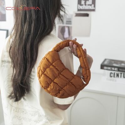 Korean Pleated Cloud Bag Checkered Down-Filled Cotton Handbag 2026 New Arrival Casual Fashion Mini Tote Bag Wholesale