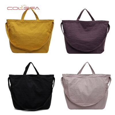 Solid-Color Nylon Tote Bag Lightweight Versatile and Spacious Daily Commuting Bags Korean-Style Relaxed Shoulder Tote Bag