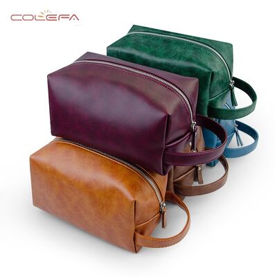 2026 New PU Leather Vintage Toiletry Bag Large Capacity Waterproof Stylish Portable Makeup Storage Cosmetic Pouch for Toiletries