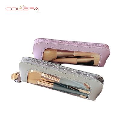 Compact and Portable PU Leather +PVC Makeup Bag Eyebrow Pencil & Makeup Brush Organizer Waterproof Travel Bag Pencil Pouch