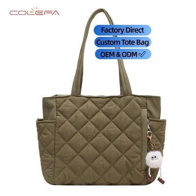 Commuting Tote Bag 2026 Fall/Winter New Style Shoulder Bag Korean Style Cotton-Filled Soft Handle Tote Handbags for Women