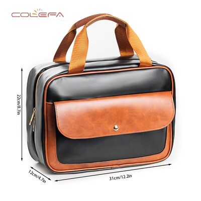Colefa New Women's Fashion PU Leather Hanging Hook-Style Storage Bag Travel Portable Cosmetic Toiletry Bag Full Customization