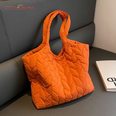Oxford Cotton-Filled Quilted Tote Bag for Women 2026 New Arrival Minimalist Solid Color Tote Autumn/Winter Diamond Quilted Bag