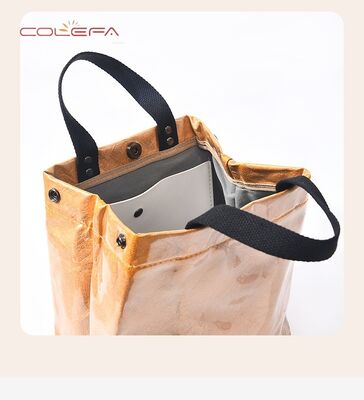 Multi-Layer Vintage-Washed DuPont Paper Bag + Transparent PVC Waterproof Single-Shoulder Paper Shopping Tote Bags with Logo