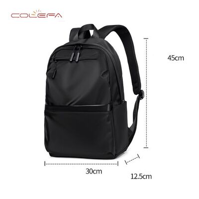 Men's Business Polyester Backpack Large Capacity Laptop Black Portable Backpack Lightweight Soft Backpack Wholesale with Custom LOGO