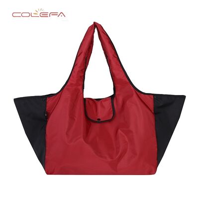 Polyester Foldable Shopping Bag Portable Lightweight Large Capacity Eco-Friendly Tote Side Contrast Color Dual-Use Bag with Logo