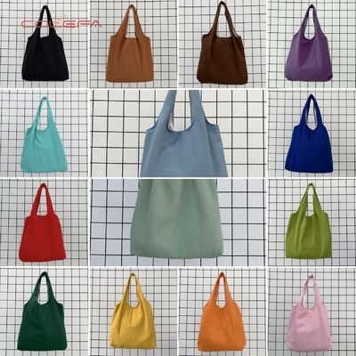 Blank Canvas Tote Bag with Custom Logo Printing Colored Canvas Tote Bag Single-Shoulder Shopping Bag Eco-Friendly Wholesale