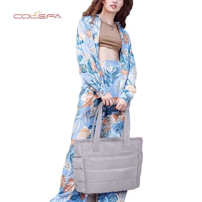 Polyester Cotton-Filled Tote Bags Custom Women's Shoulder Large Capacity Tote Bag Travel Laptop Bag Premium Quality with LOGO