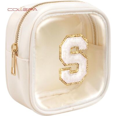 Wholesale Waterproof Transparent PVC Embroidered Letter Cosmetic Bag Large Capacity High-Fashion Travel Toiletry Bag in Stocks