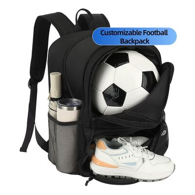 Oxford Black High-Capacity Water-Resistant Sports Backpack Football Training Bag with Dedicated Shoe Compartment Backpack