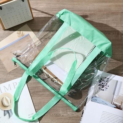 2025 New Customizable Transparent PVC Tote Shopping Bag with Reinforced Seams Colorful Zipper Shopping Laser-Effect Jelly Bag