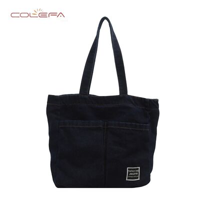New Denim Tote Bag Korean Style Shoulder Tote Bags Customized Vintage Bohemian Women's Large Capacity Bag with Logo