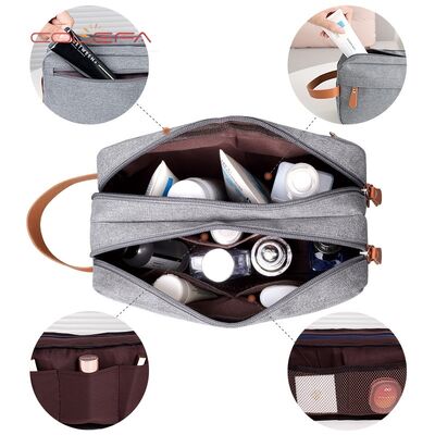 Men's Travel Toiletry Bag Double-Layer Large Capacity Cosmetic Pouch Solid-Color Oxford Storage Bag Convenient Handheld Tote