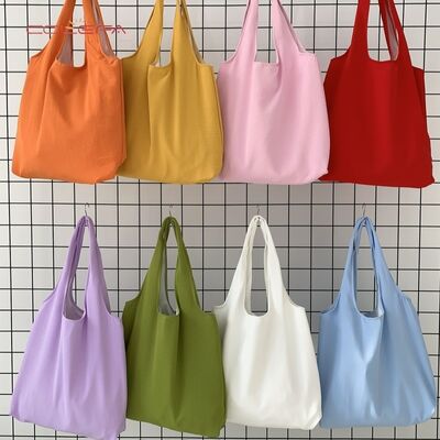 Blank Canvas Tote Bag with Custom Logo Printing Colored Canvas Tote Bag Single-Shoulder Shopping Bag Eco-Friendly Wholesale