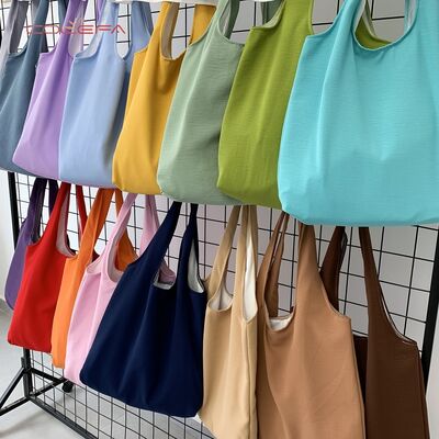 Blank Canvas Tote Bag with Custom Logo Printing Colored Canvas Tote Bag Single-Shoulder Shopping Bag Eco-Friendly Wholesale