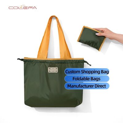 Bolsas de compras plegables para supermercado Oxford hechas de material ecológico, portátiles, de gran capacidad, con cordón y bolsa de la compra impermeable