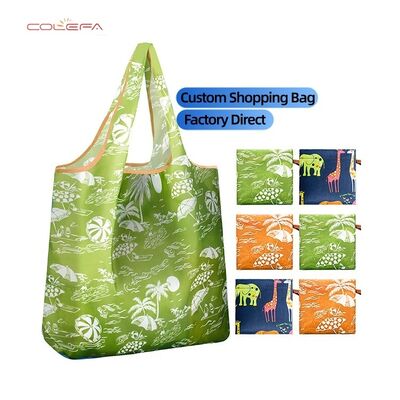 Bolsa de compras plegable y práctica, bolsa de mano para supermercado, bolsa Oxford plegable con logotipo publicitario personalizado