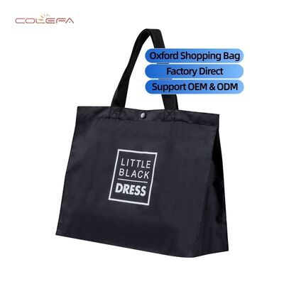 Bolsa de compras negra de tela Oxford, moderna, de viaje, ecológica, tote, bolsa de supermercado, gran capacidad, plegable, engrosada, bolsa de almacenamiento