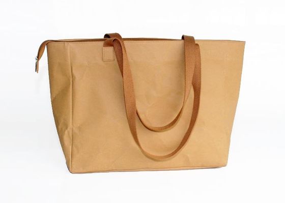 Bolsos lavables sostenibles de las vagabundas de Brown Tote Bags Kraft Paper Shopping con el logotipo de encargo