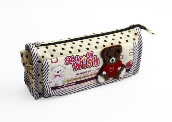 Forme el bolso del lápiz de la lona de algodón del diseño con la caja de la pluma de la cremallera para los estudiantes de la escuela