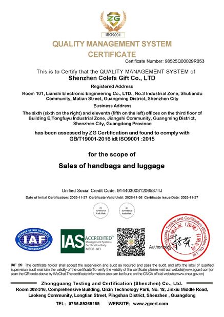 China Shenzhen Colefa Gift Co., Ltd. certificaciones